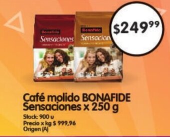 Supermercados Buenos Días Bonafide Café molido Sensaciones x 250g oferta