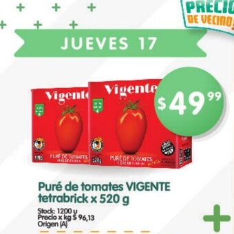 Supermercados Buenos Días Vigente Puré de tomates tetrabrick x 520g oferta