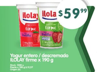 Supermercados Buenos Días Ilolay Yogur entero/descremado firme x 190g oferta