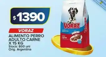 Carrefour Alimento balanceado para perros voraz adulto carne 15kg oferta