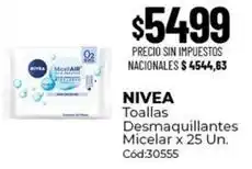 Diarco Nivea - toallas desmaquillantes micelar x 25 un. cód:30555 oferta