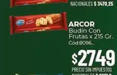 Diarco Arcor - budín con frutas x 215 gr. cód:8096 oferta
