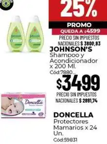 Diarco Johnson's - johnson's shampoo y acondicionador x 200 ml. cód:7880 oferta