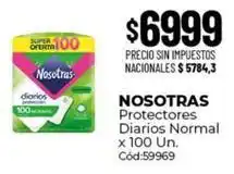 Diarco Nosotras - protectores diarios normal x 100 un. cód:59969 oferta