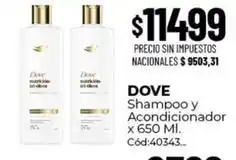 Diarco Dove - shampoo y acondicionador x 650 ml. cód:40343 oferta