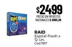Diarco Raid - espiral fresh x 12 un. cód:7817 oferta