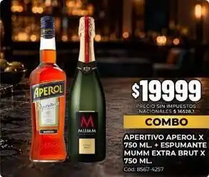 Mumm - aperitivo aperol x 750 ml. + espumante mumm extra brut x 750 ml