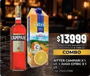 Citric - bitter campari x 1 lt. + jugo citric x 1 lt