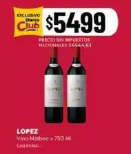 Diarco Lopez - vino malbec x 750 ml oferta