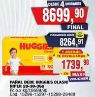 Huggies - pañal bebe huggies clasic hiper 28-30-36u