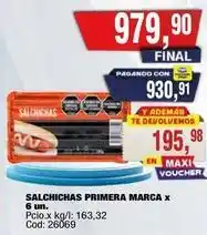 Maxiconsumo Primera marca - salchichas primera marca x 6 un oferta