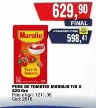 Maxiconsumo Marolio - pure de tomates t/b x 520 grs oferta