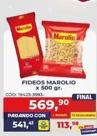 Maxiconsumo Marolio - fideos x 500 gr oferta
