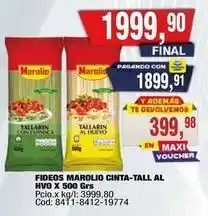 Maxiconsumo Marolio - fideos tallarin con harina al huevo oferta