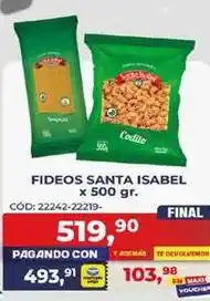 Maxiconsumo Santa isabel - fideos santa isabel oferta