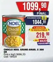 Maxiconsumo Noel - choclo grano amar. x 300 gr oferta