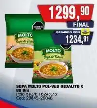 Maxiconsumo Molto - sopa molto pol-veg dedalito x 80 grs oferta