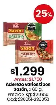 Coto Aderezo varios tipos sazón, x 60 g oferta