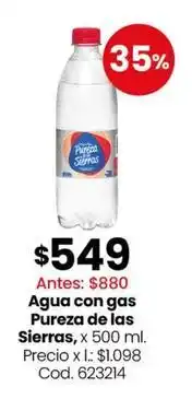 Coto Pureza - agua con gas, x 500 ml oferta