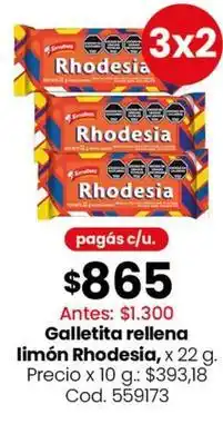 Coto Rhodesia - galletita rellena limón oferta