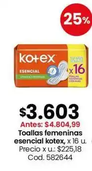 Coto Kotex - toallas femeninas esencial x 16 u oferta