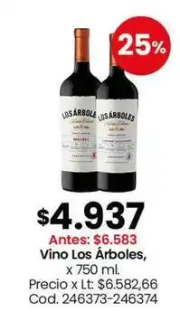 Coto Vino los árboles, x 750 ml. cod. 246373-246374 oferta