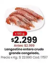 Coto Langostino entero crudo grande congelado oferta