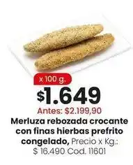 Merluza rebozada crocante con finas hierbas prefrito congelado