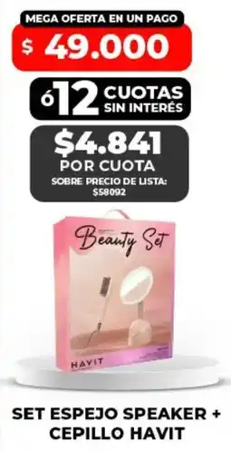 Supermayorista Vital Havit set espejo speaker + cepillo oferta