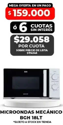 Supermayorista Vital Bgh microondas mecanico oferta