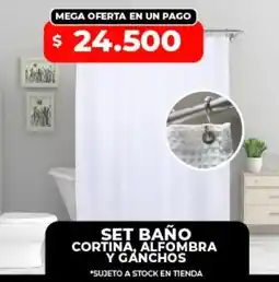 Supermayorista Vital Set baño cortina, alfombra y ganchos oferta