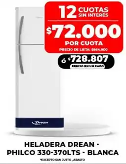 Supermayorista Vital Dream heladera philco 330-370lts blanca oferta