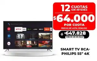 Philips smart tv rca- 55" 4k