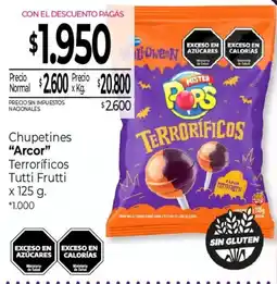 La Anonima Arcor chupetines terroríficos tutti frutti oferta
