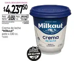 La Anonima Milkaut crema de leche oferta