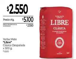 La Anonima Libre yerba mate clásica despalada oferta