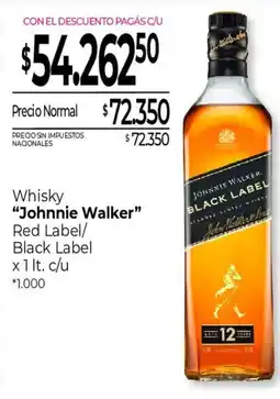 La Anonima Johnnie Walker whisky Red Label/Black Label oferta