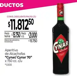 La Anonima Cynar aperitivo de alcachofas oferta
