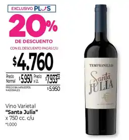 La Anonima Santa julia vino varietal oferta