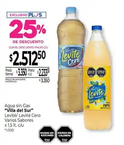 La Anonima Villa del Sur agua sin gas Levité/ Levité Cero varios sabores oferta