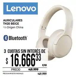 La Anonima Lenovo auriculares th20 beige oferta