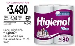 La Anonima Higienol papel higiénico plus doble hoja oferta