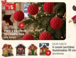 Sodimac Dear santa pack x 6 esferas terciopelo roja oferta