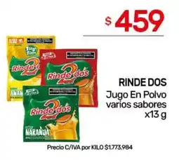 Nini Mayorista Rinde dos jugo en polvo varios sabores oferta