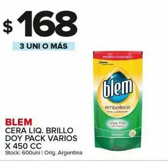 Carrefour Cera liquida brillo blem 450cc oferta