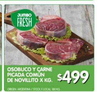 Jumbo Osobuco y carne picada comun de novillito x kg oferta