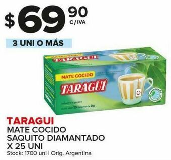 Carrefour Maxi Mate cocido taraguí saquito diamantado 25uni oferta