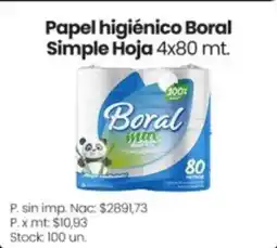 Changomas Boral papel higiénico simple hoja oferta