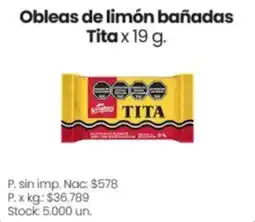 Changomas Tita obleas de limón bañadas oferta