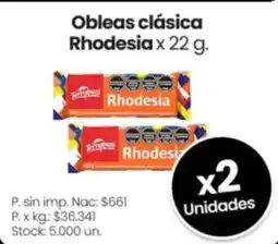 Changomas Rhodesia obleas clásica oferta